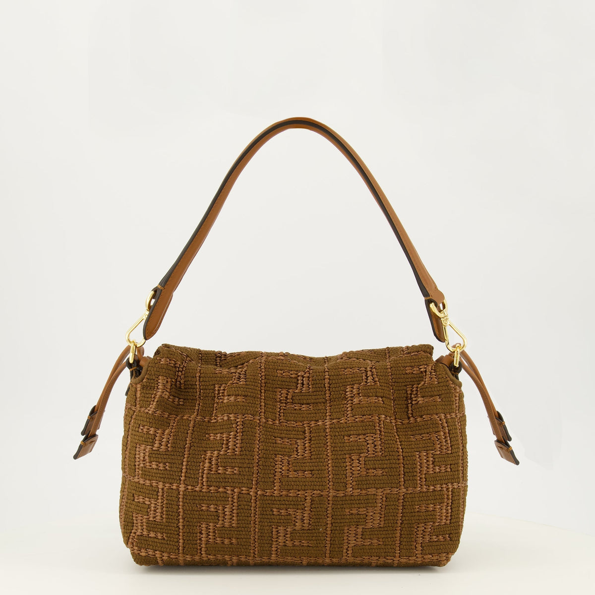 Mamma Baguette Medium Effetto Raffia Marrone