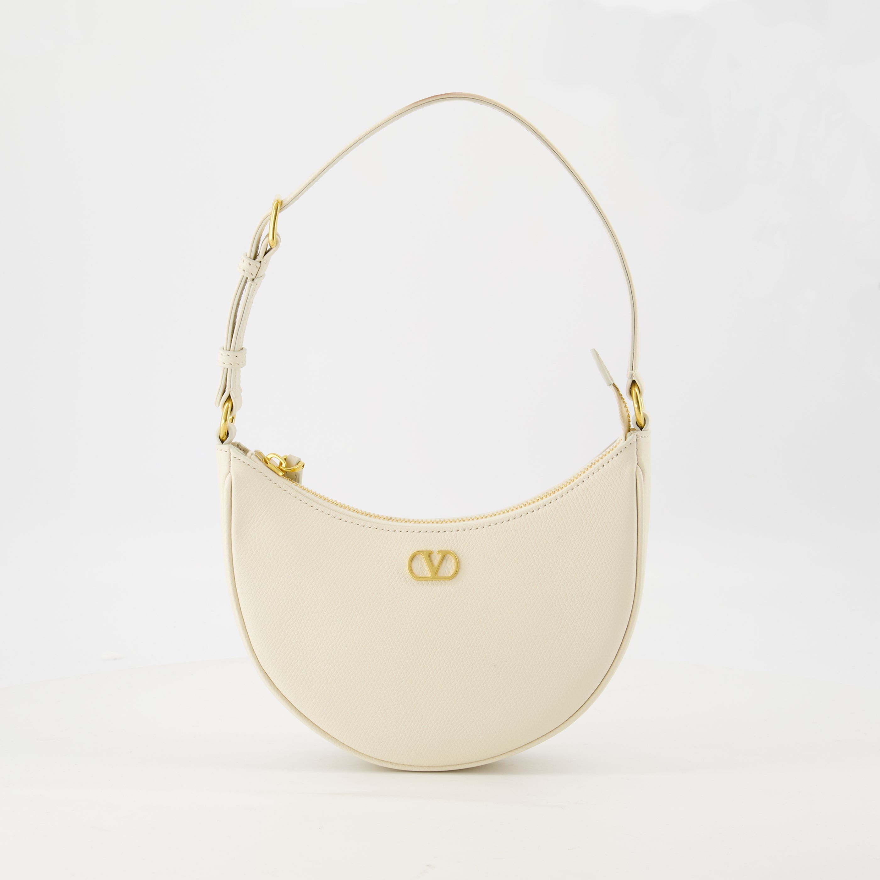 mini hobo bag, Valentino Garavani, leather handbag, beige bag, luxury accessories