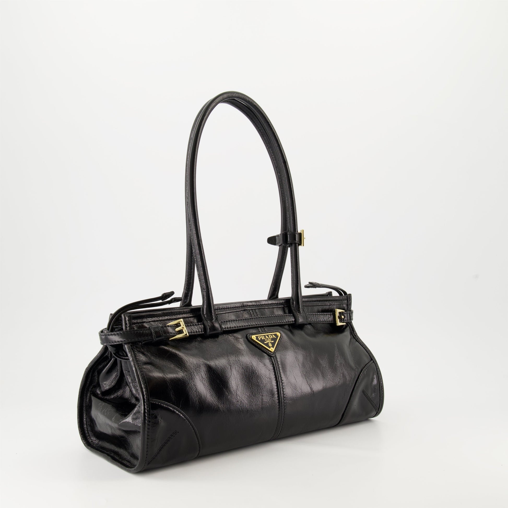 Prada handbag, black leather bag, luxury handbag, Autumn-Winter 2024, elegant accessory