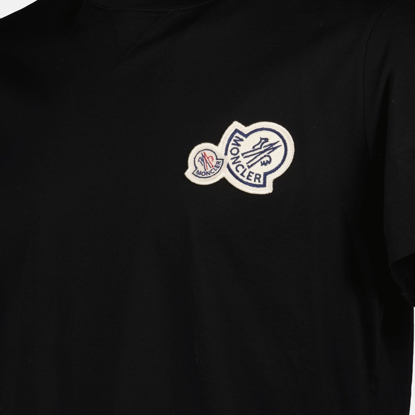 Moncler T-shirt, black logo T-shirt, cotton crew neck, Autumn-Winter 2024, designer men's fashion