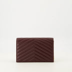 Image of Bordeaux Chain Envelope Wallet by Saint Laurent for Women - Season Autumn-Winter 2025 - Back View