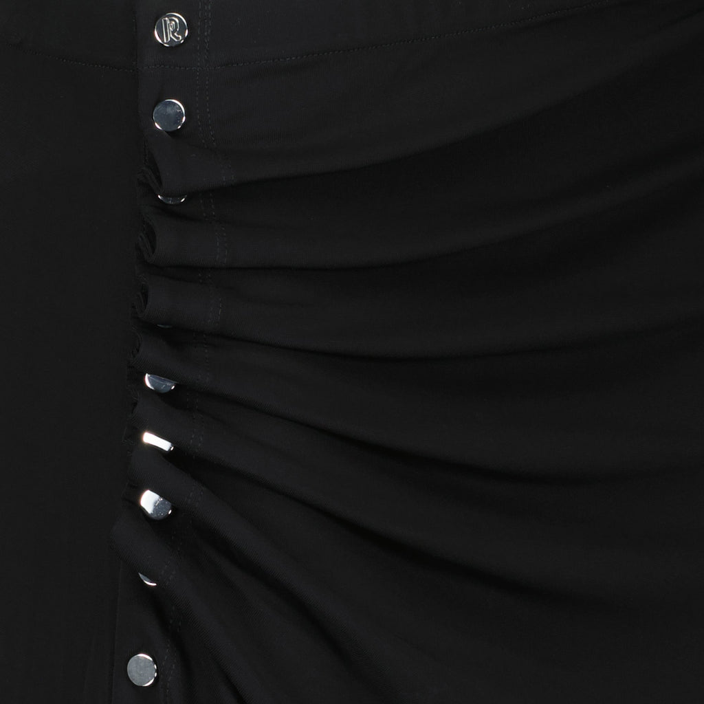 draped midi skirt, Rabanne, black skirt, Autumn-Winter 2025, viscose elastane blend