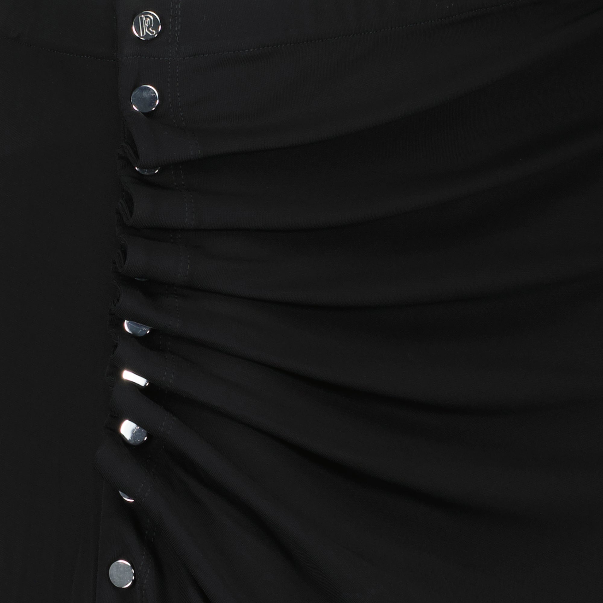 draped midi skirt, Rabanne, black skirt, Autumn-Winter 2025, viscose elastane blend