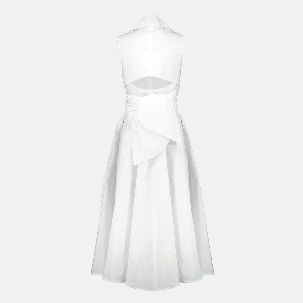 Image of Robe Drapée Blanche en Faille Recyclé by Patou for Women - Season Spring-Summer 2026 - Back View