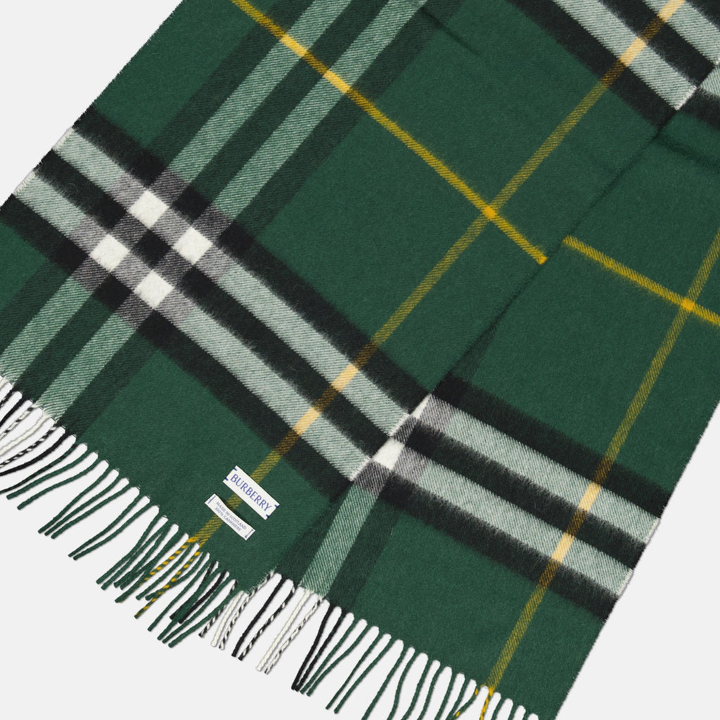 Burberry scarf, cashmere scarf, green check scarf, fringed edges scarf, autumn winter collection
