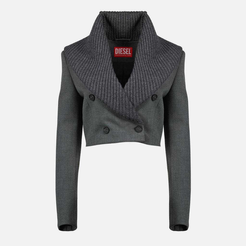 Image of G-olden Grey Short Jacket by Diesel for Women - Season Spring-Summer 2026 - Front View