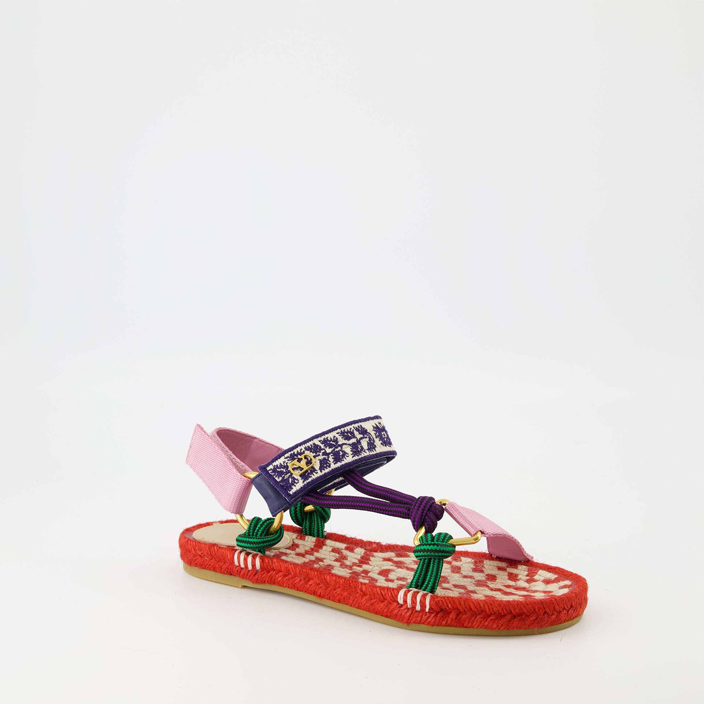 Lake Powell sandals, Valentino Garavani, multicolor print, comfortable sandals, adjustable Velcro straps