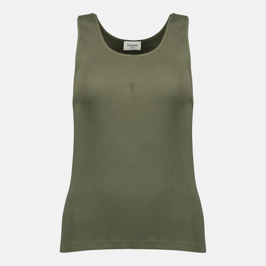 Bilde av Débardeur Cassandre Kaki fra Saint Laurent for kvinner - Sesong Vår-Sommer 2026 - Frontvisning