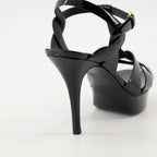 Saint Laurent heels, Tribute heels, black patent leather shoes, elegant footwear, designer shoes