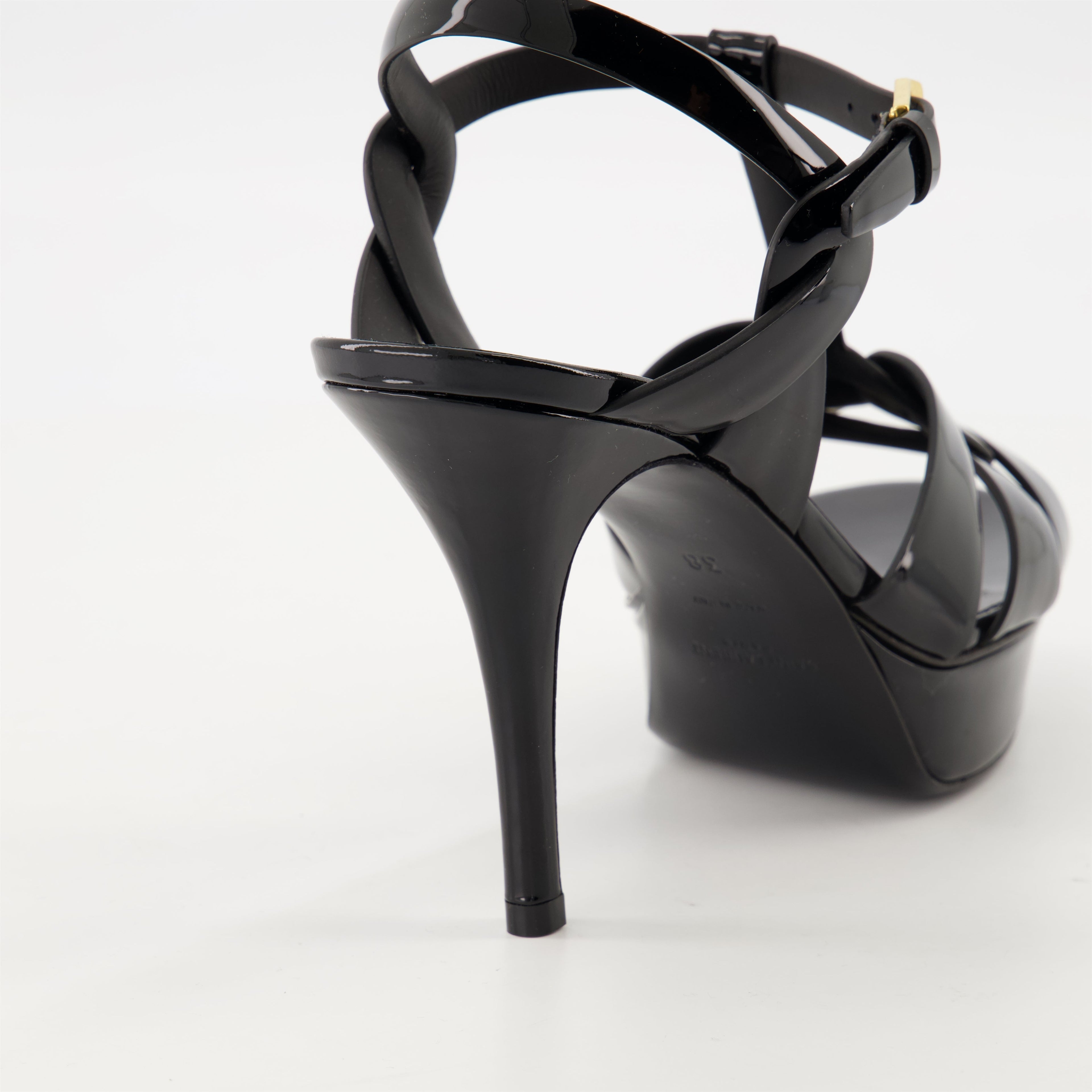 Saint Laurent heels, Tribute heels, black patent leather shoes, elegant footwear, designer shoes