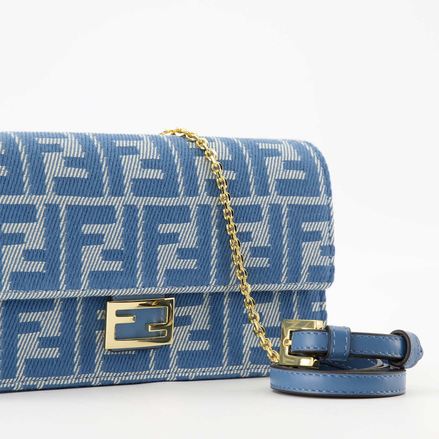 Fendi Baguette Wallet, denim wallet, designer wallet, women's accessories, luxury wallet