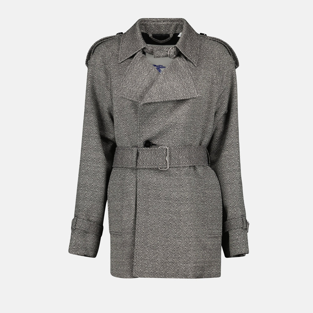 Grey Wool and Silk Trench Coat