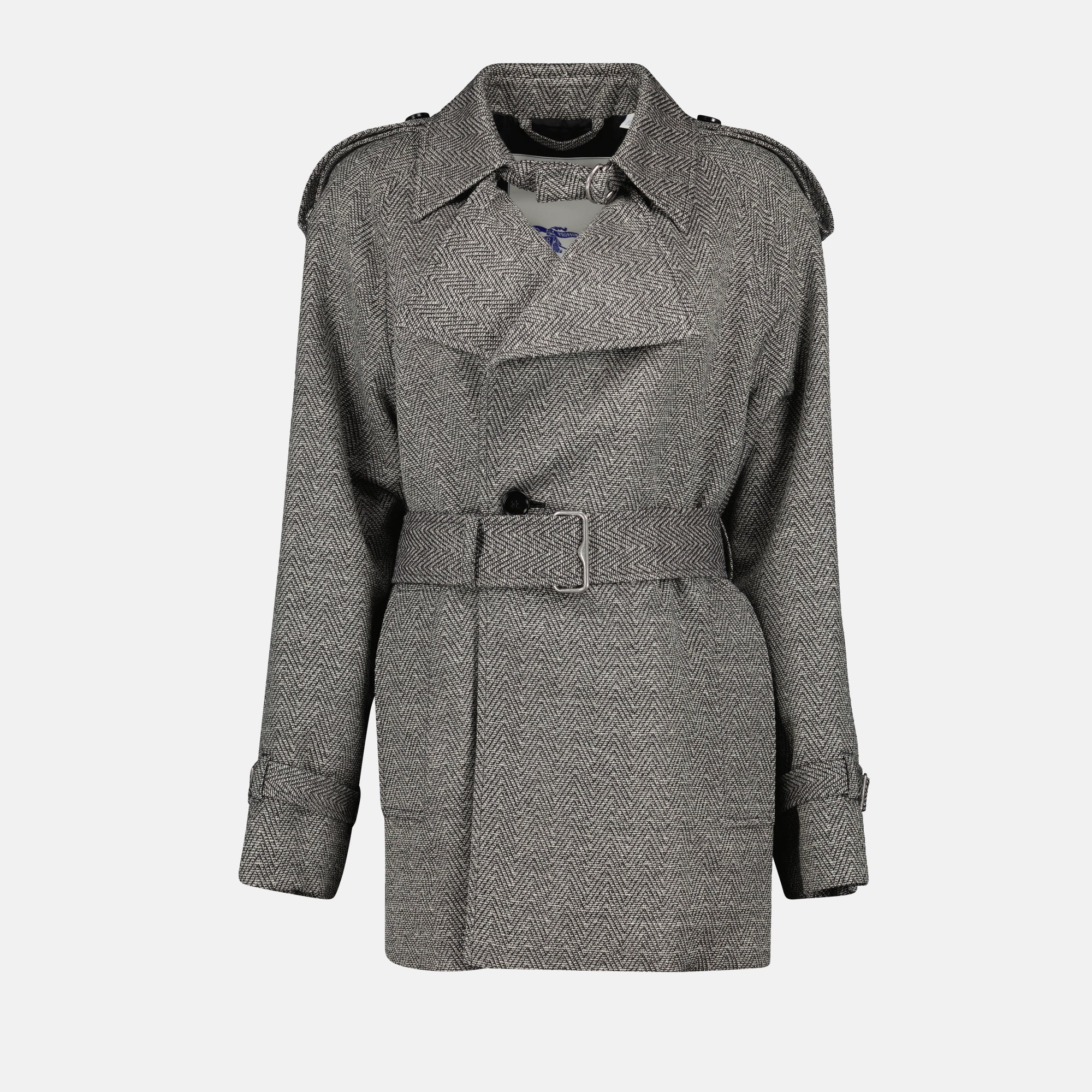 Grey Wool and Silk Trench Coat