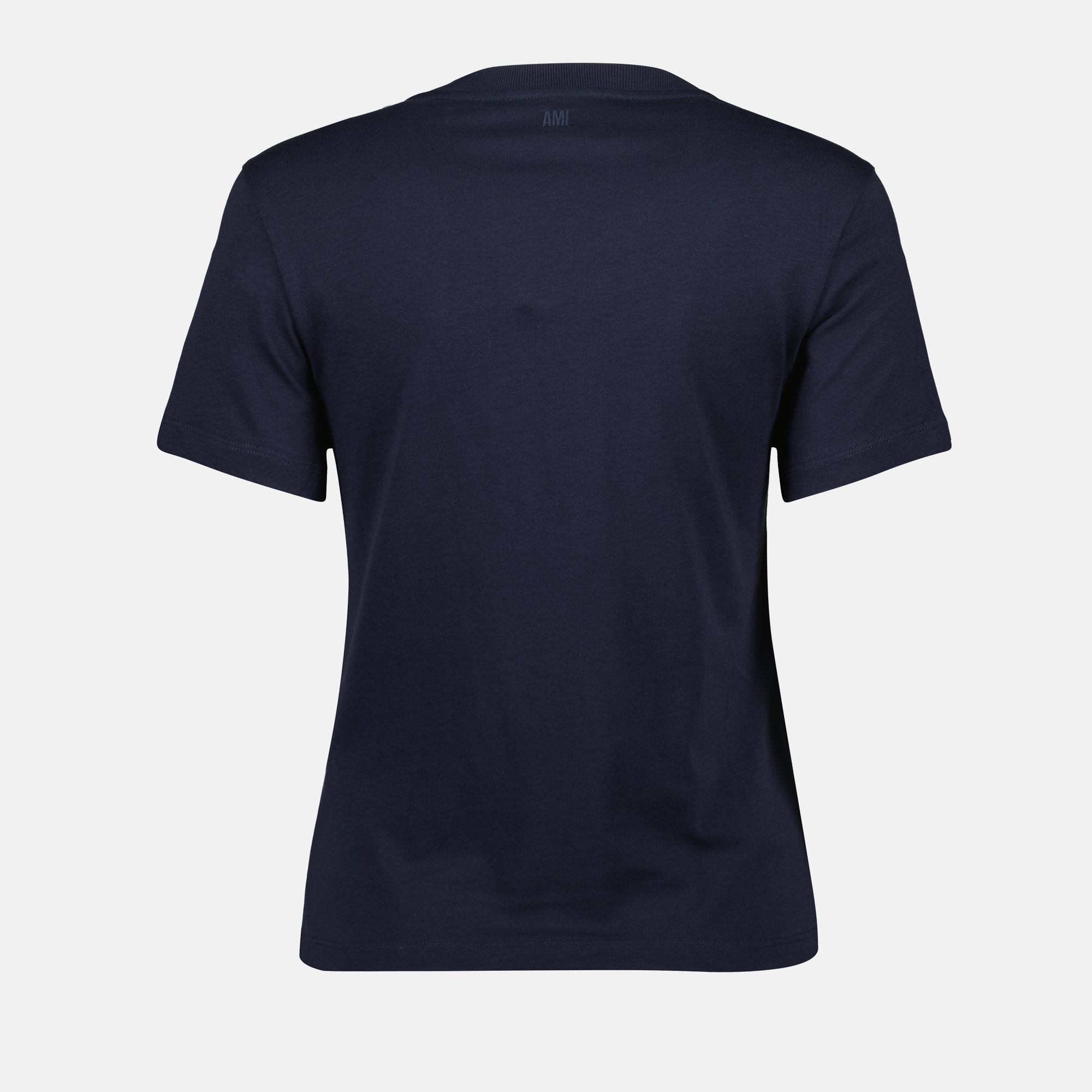 navy blue t-shirt, AMI heart logo, cotton t-shirt, short sleeve t-shirt, casual wear