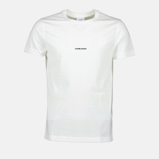 Classic t-shirt, white logo tee, cotton shirt, embroidered logo, Autumn-Winter 2024