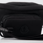 luxury bum bag, black nylon bag, Moncler accessories, Autumn-Winter 2023, adjustable strap
