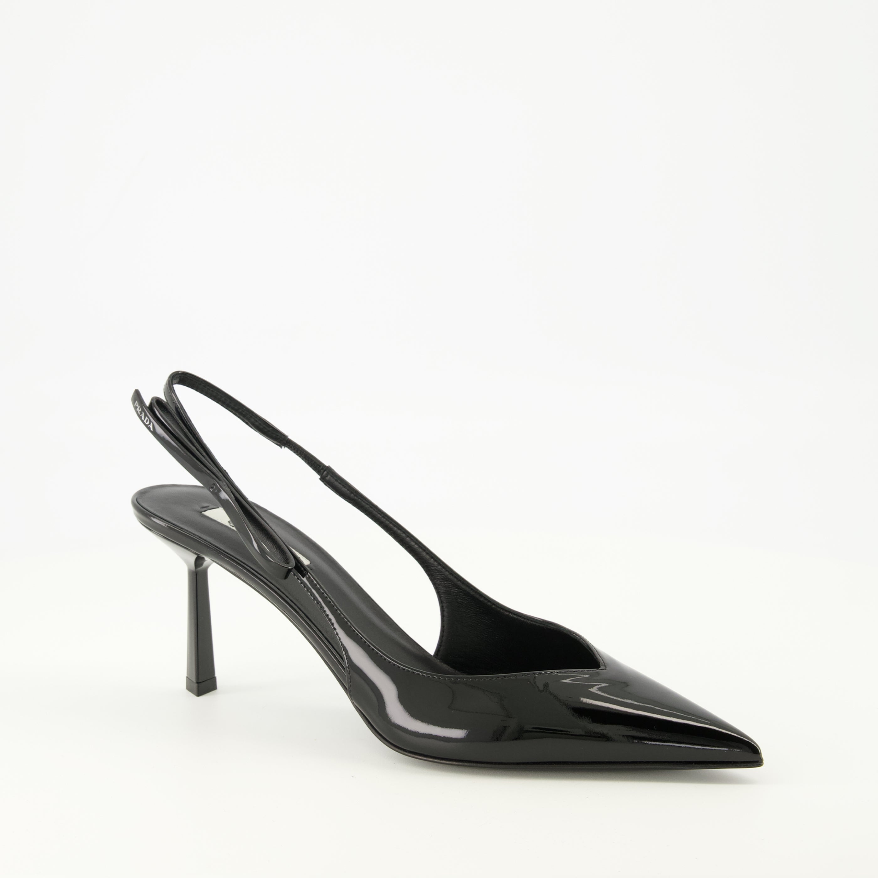 Image of Patent Black Pumps by Prada for Women - Season Spring-Summer 2026 - Front Right Three-Quarter View