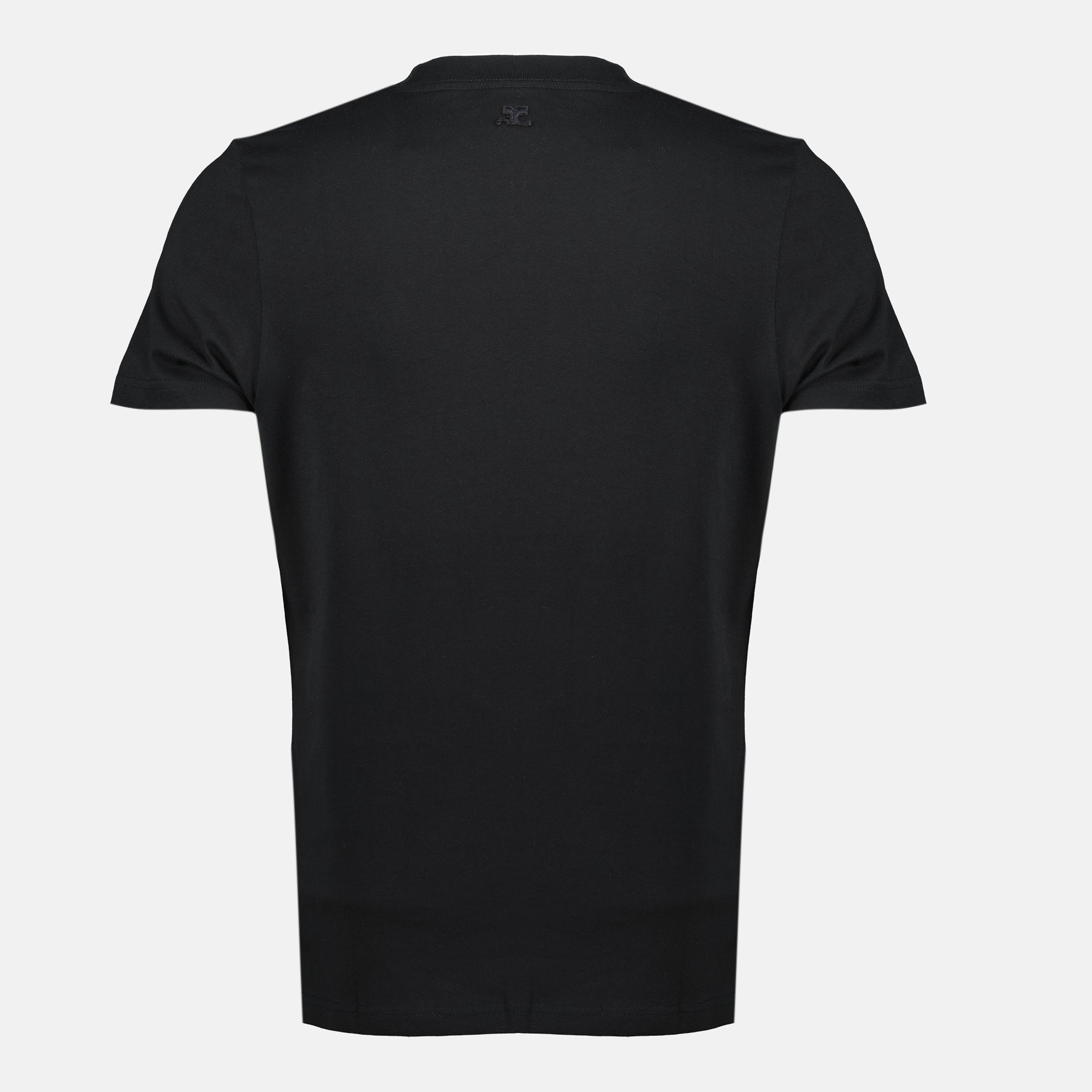 black t-shirt, cotton t-shirt, Courrèges fashion, embroidered logo, spring-summer collection