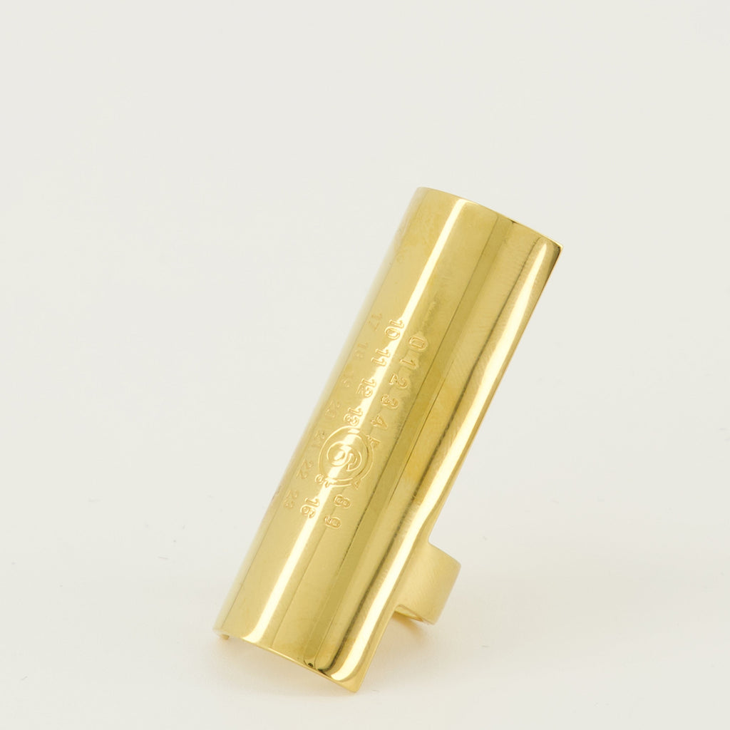 large numeric ring, MM6 jewelry, gold ring, engraved logo, oversized accessories