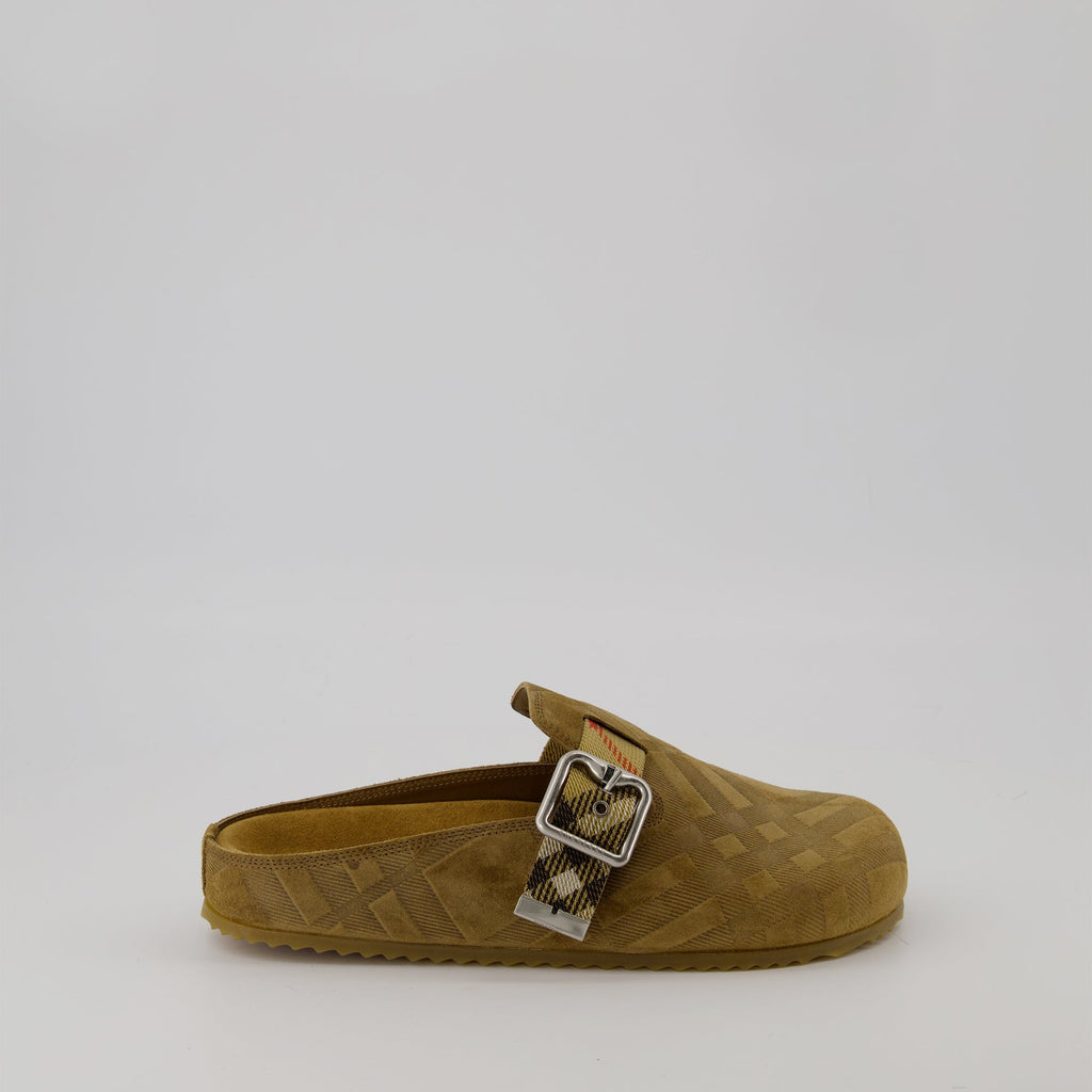 Burberry clogs, leather footwear, suede shoes, Autumn Winter collection, fashionable slip-ons