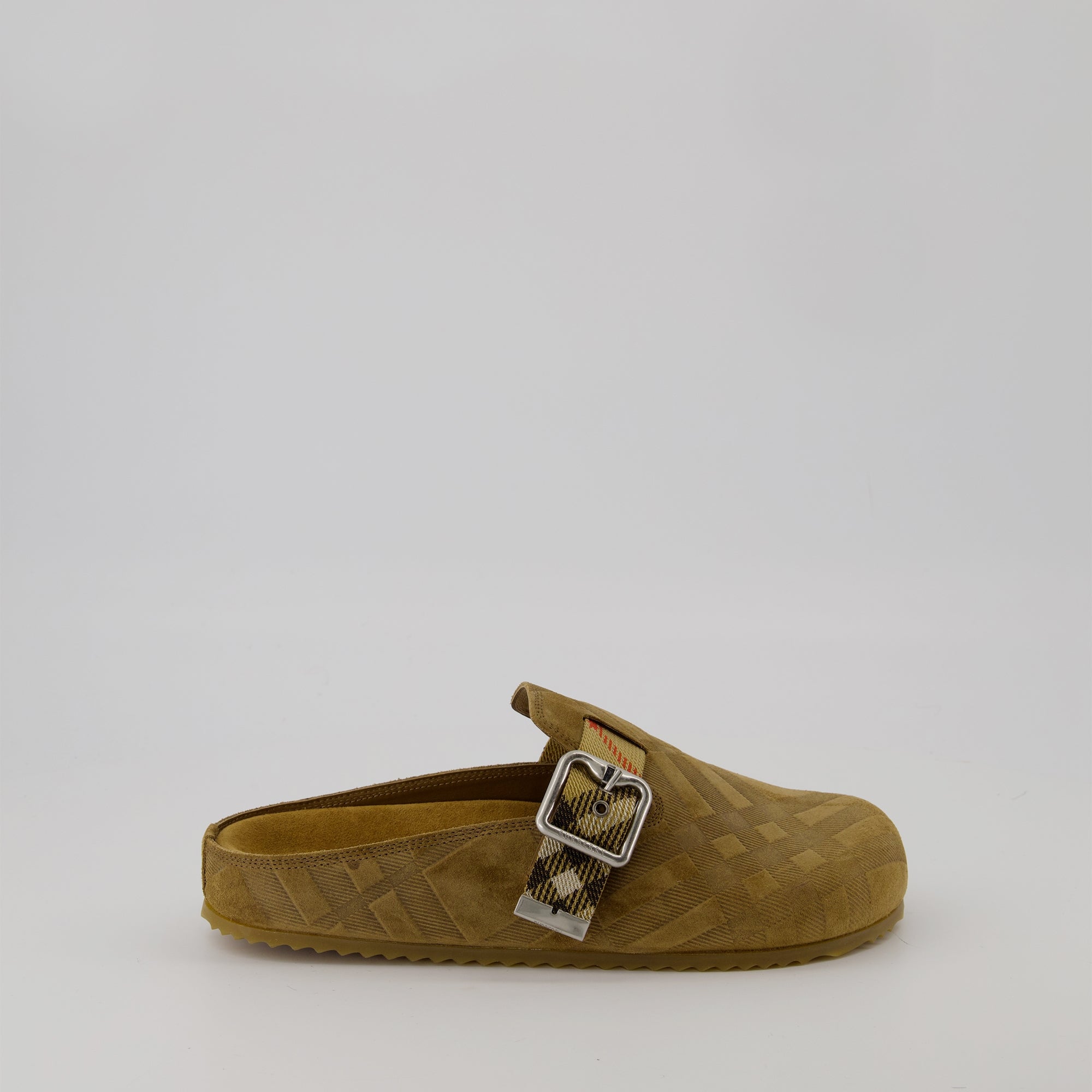 Burberry clogs, leather footwear, suede shoes, Autumn Winter collection, fashionable slip-ons