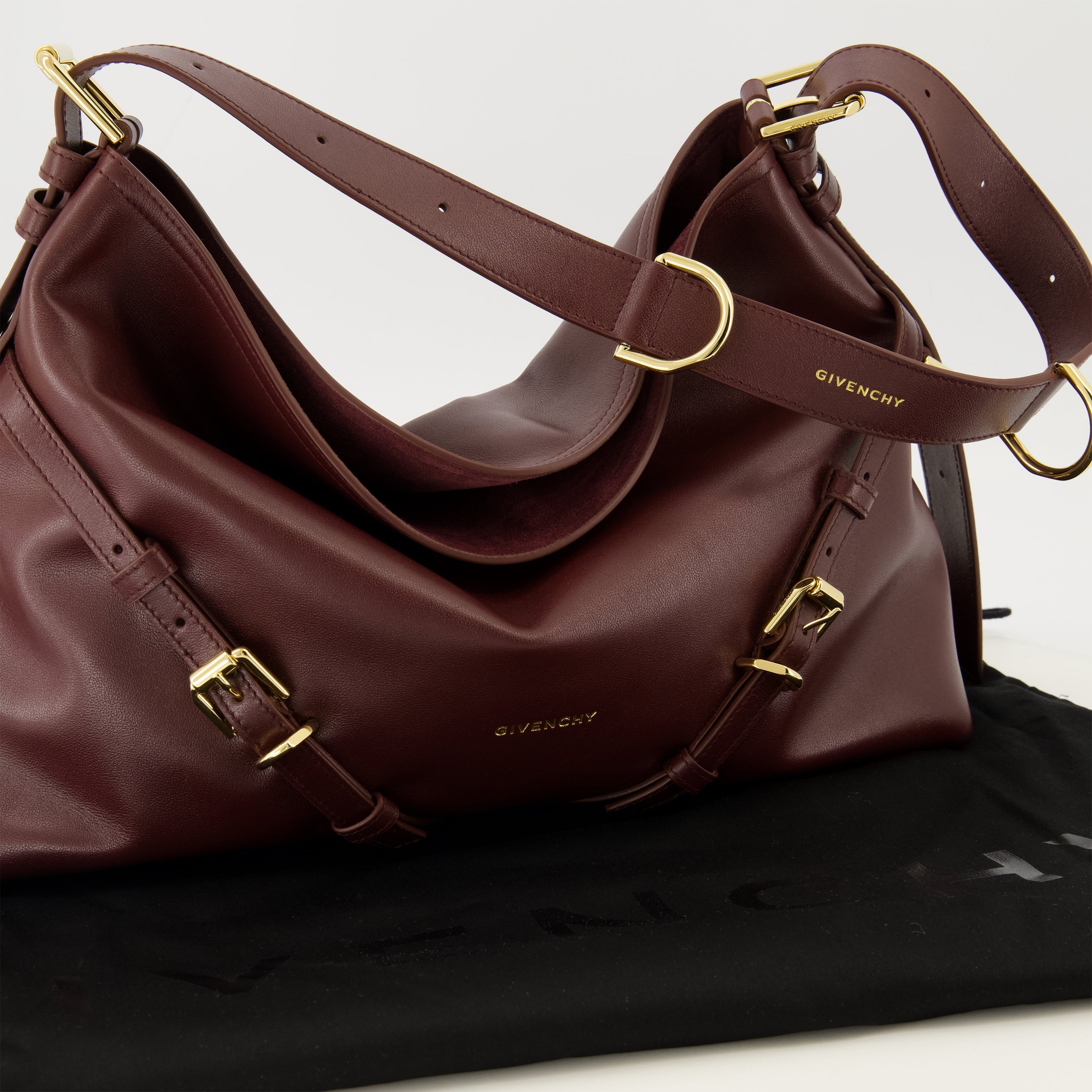 Medium Bordeaux Leather Sac Voyou