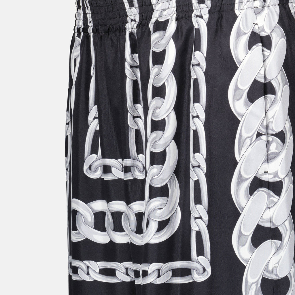 Medusa Chains, Silk Shorts, Bicolored Design, Designer Apparel, Versace Style