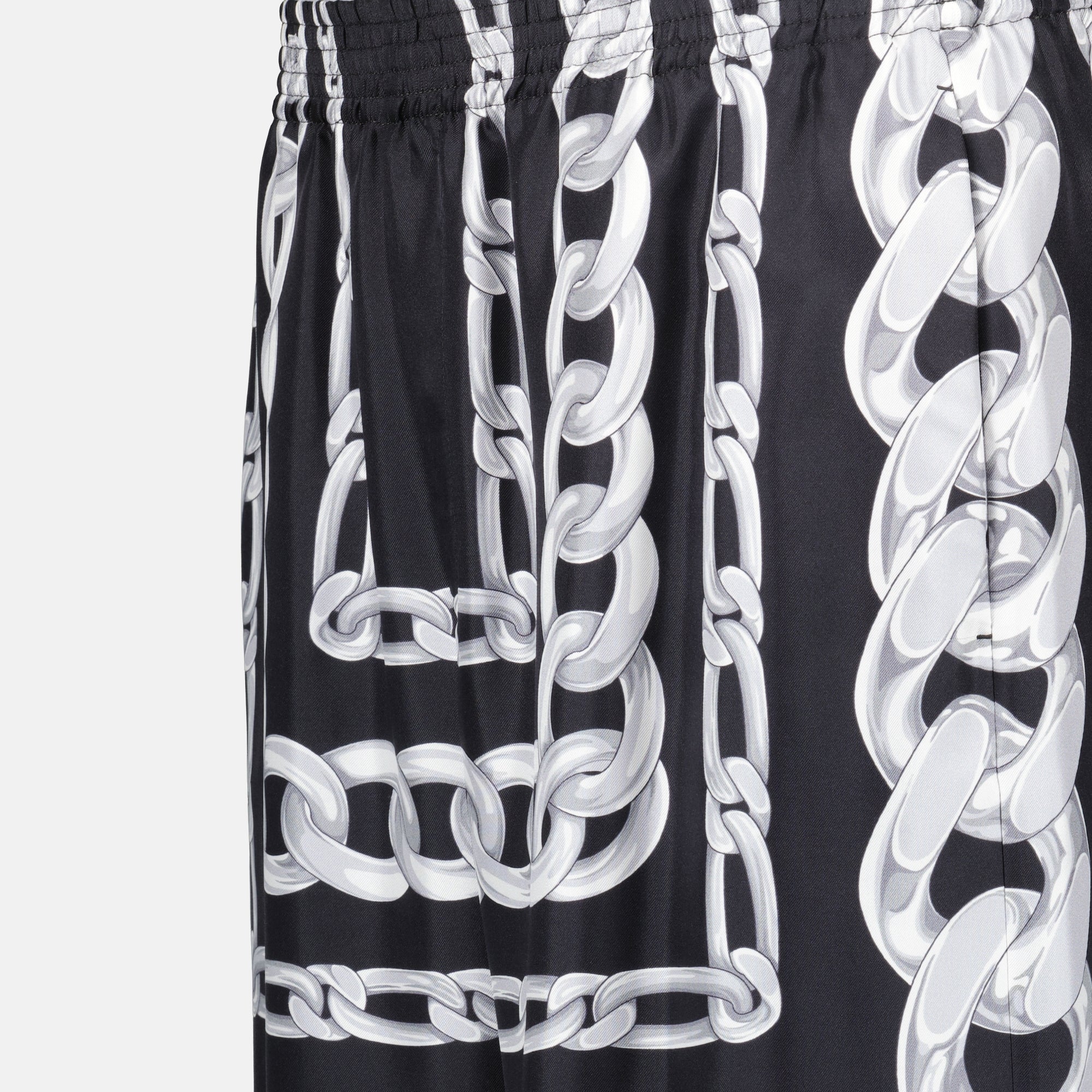 Medusa Chains, Silk Shorts, Bicolored Design, Designer Apparel, Versace Style