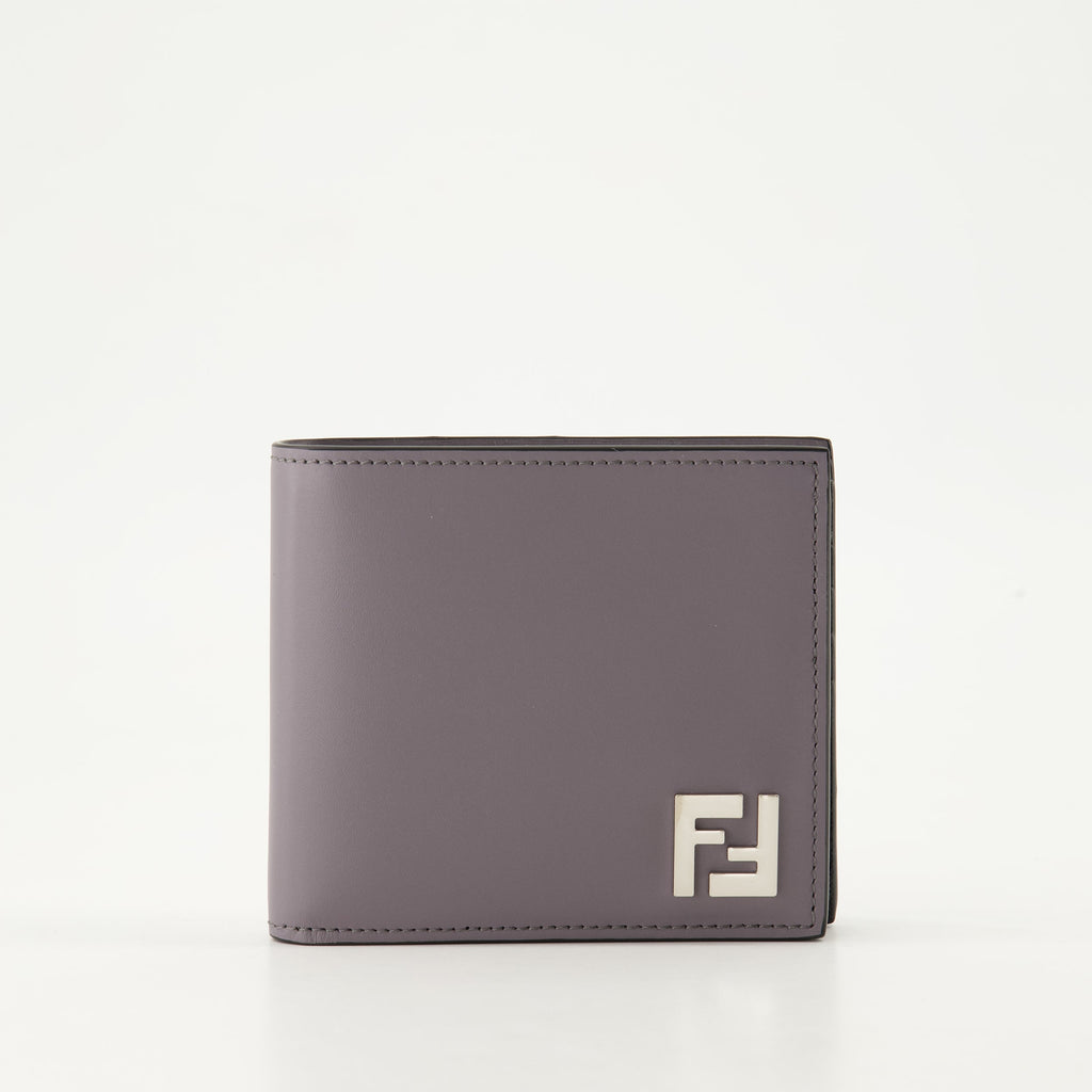 Image of Compact FF Wallet in Gray by Fendi for Men - Season Autumn-Winter 2024 - Front View