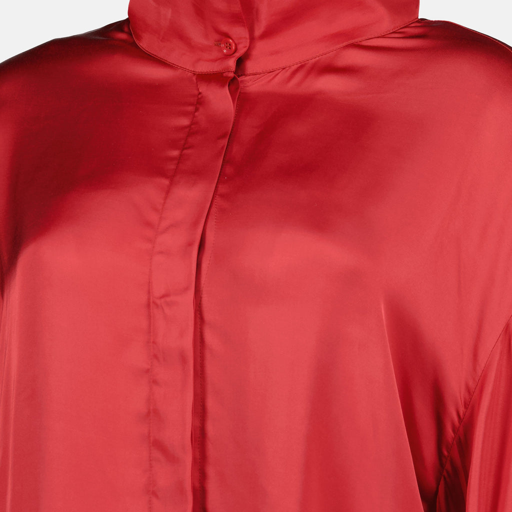 Flüssige Satin-Effekt-Bluse Rot