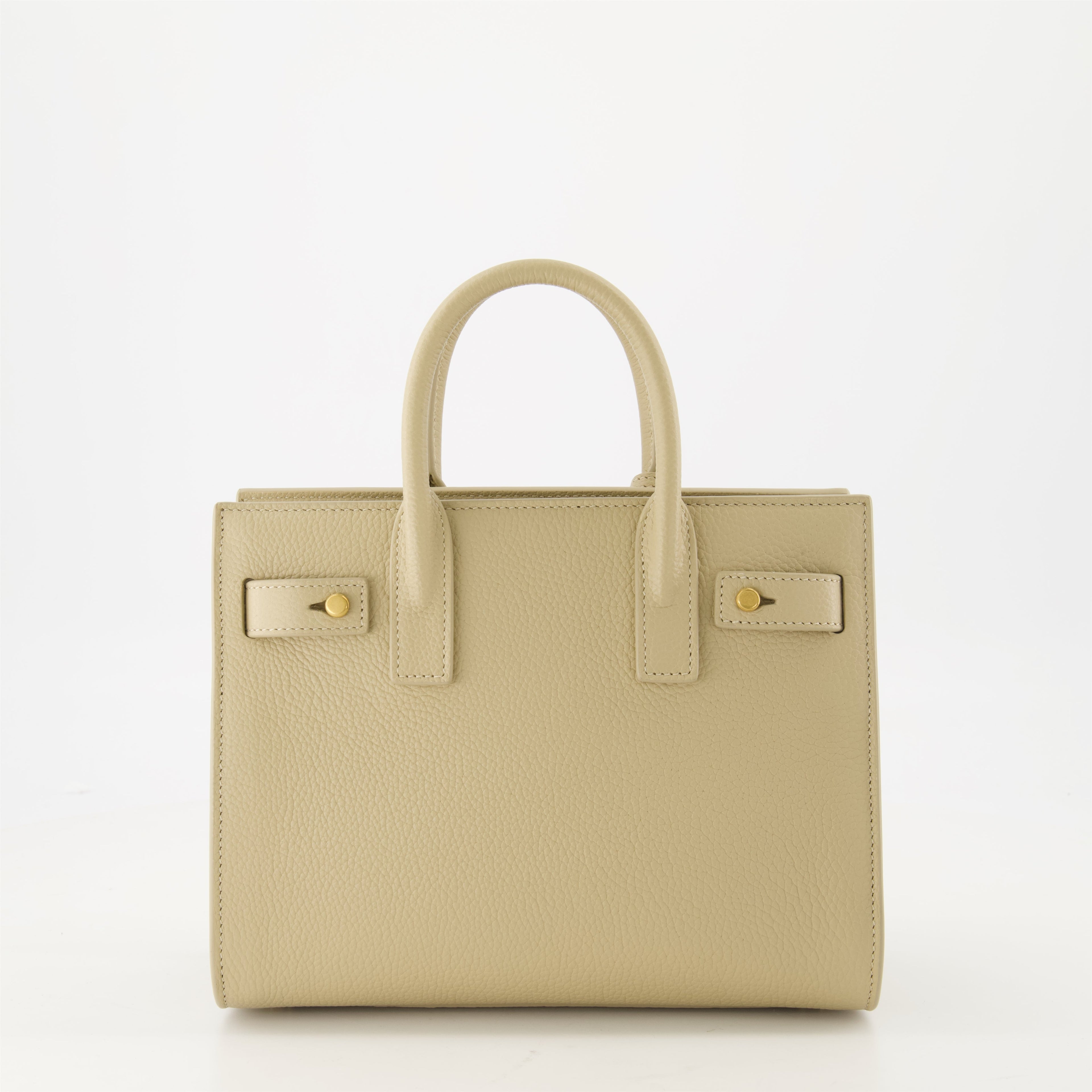beige day bag, Saint Laurent bag, grained leather bag, designer accessories, elegant handbag