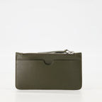 AMI de coeur, zipped cardholder, khaki leather accessory, unisex cardholder, Spring-Summer 2025 collection