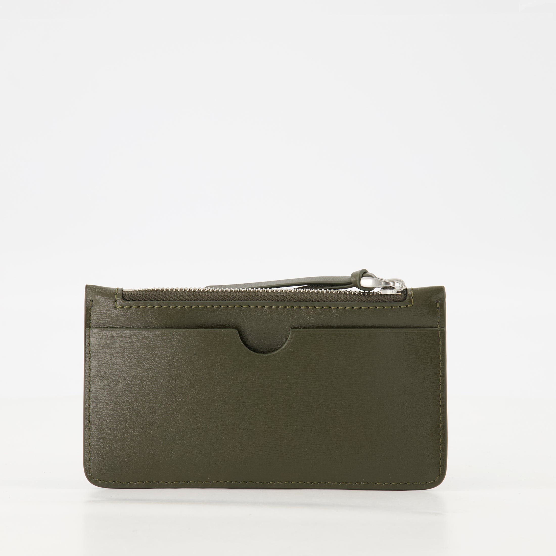 AMI de coeur, zipped cardholder, khaki leather accessory, unisex cardholder, Spring-Summer 2025 collection