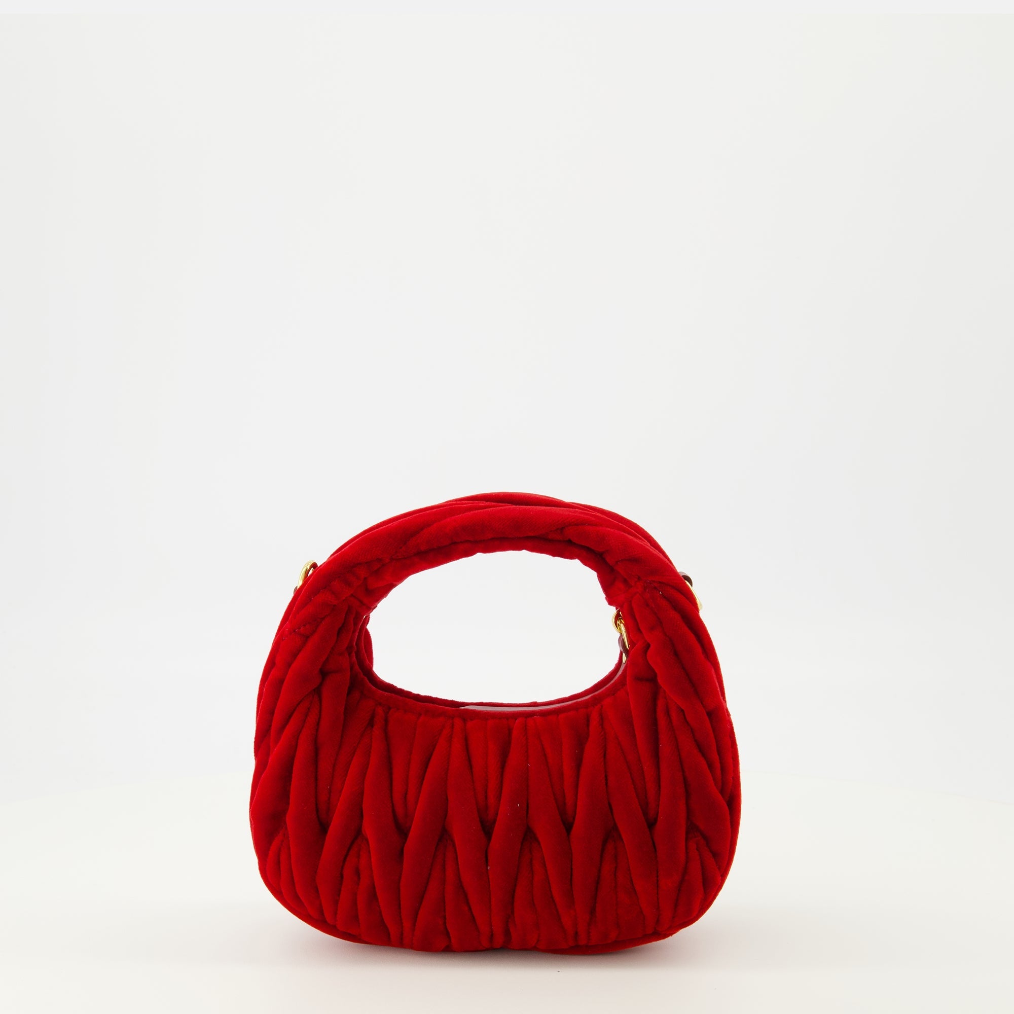 Image of Wander Mini Velvet Quilted Bag by Miu Miu for Women - Season Spring-Summer 2026 - Back View