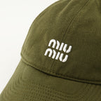Image of Kaki Denim Cap by Miu Miu for Women - Season Spring-Summer 2026 - Detail View 2