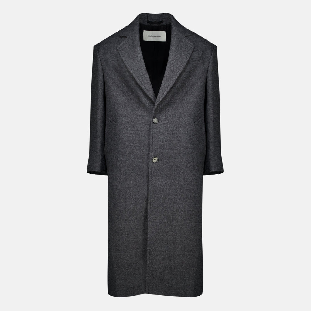 Cappotto lungo in lana grigia