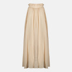 Beige gestreifte lange Seidenrock