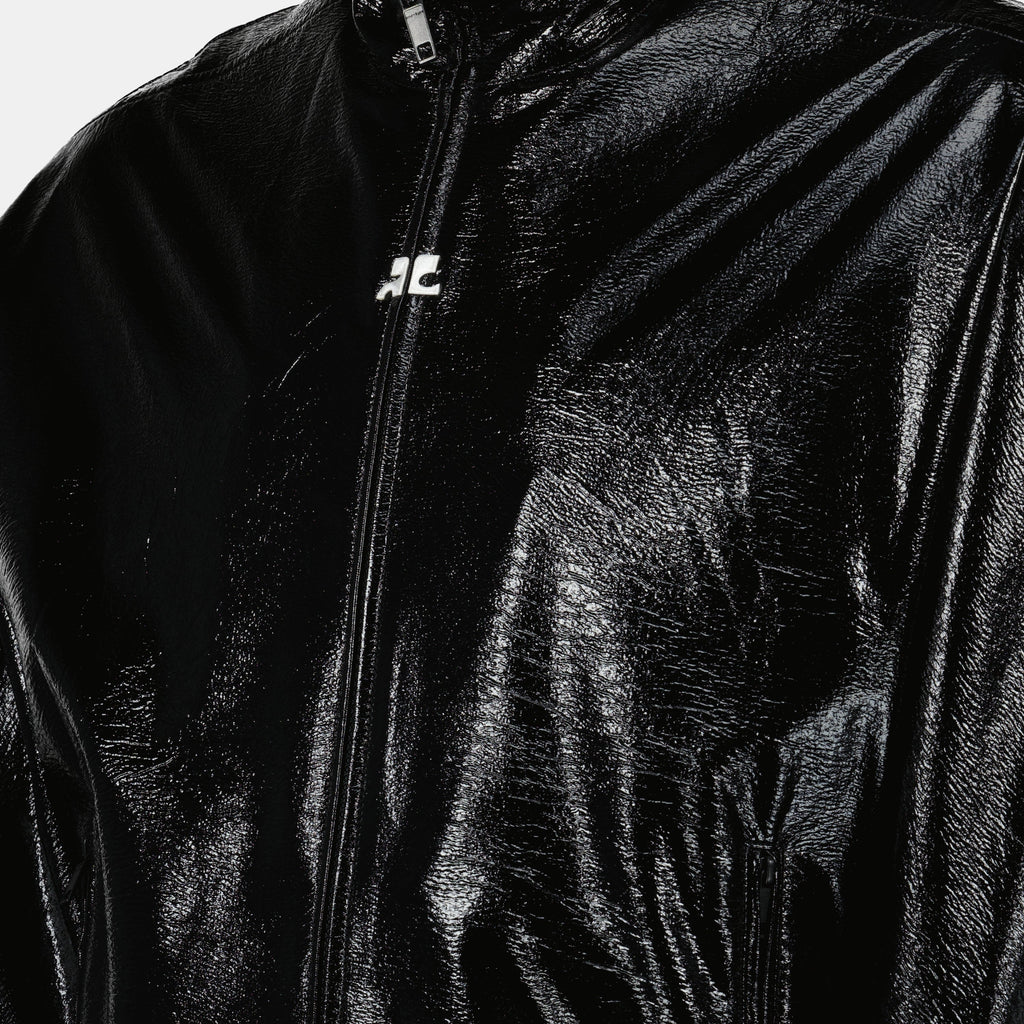 vinyl jacket, Courrèges tracksuit, black tracksuit jacket, modern jacket, men's fashion