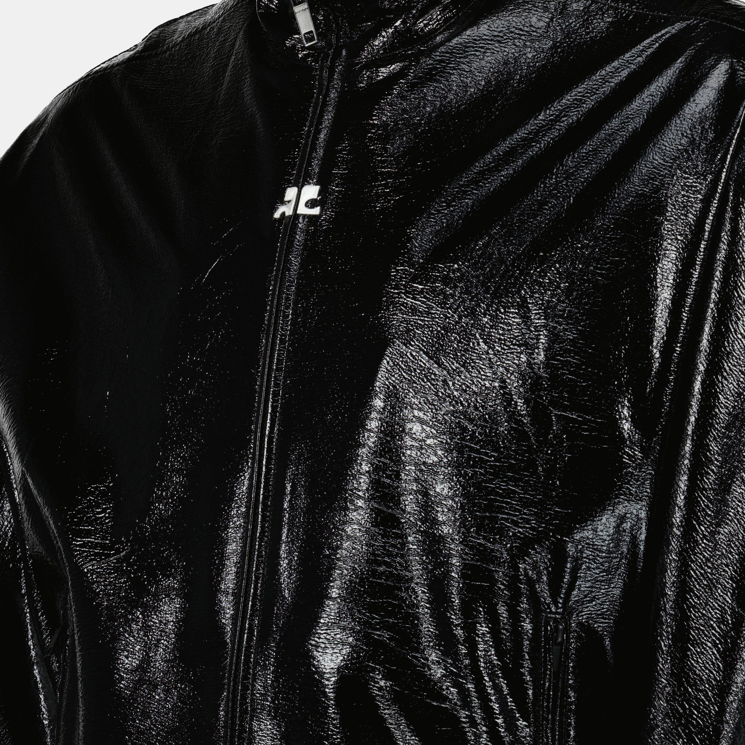 vinyl jacket, Courrèges tracksuit, black tracksuit jacket, modern jacket, men's fashion