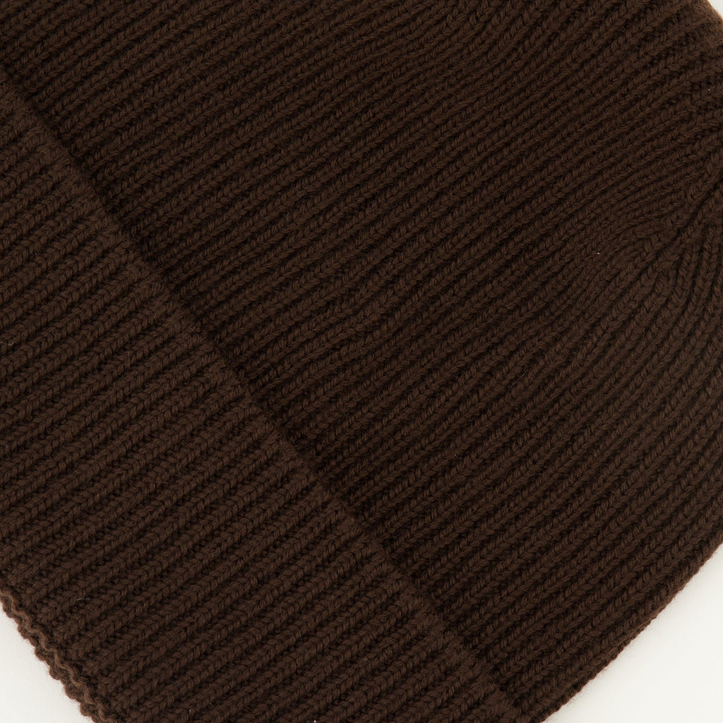 Moncler beanie, brown wool hat, ribbed knit beanie, Autumn-Winter accessory, felt logo hat