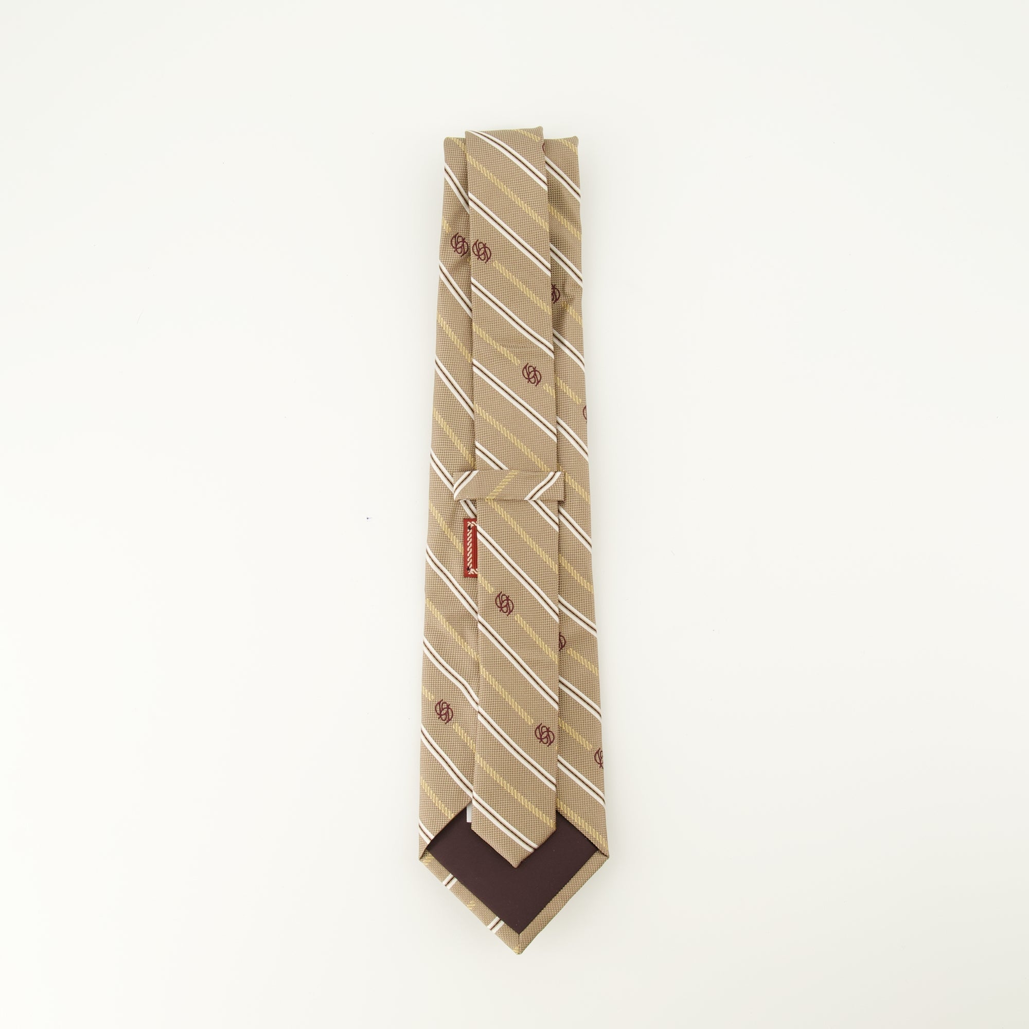 Monogram tie, Drôle De Monsieur, silk tie, beige tie, men's accessories
