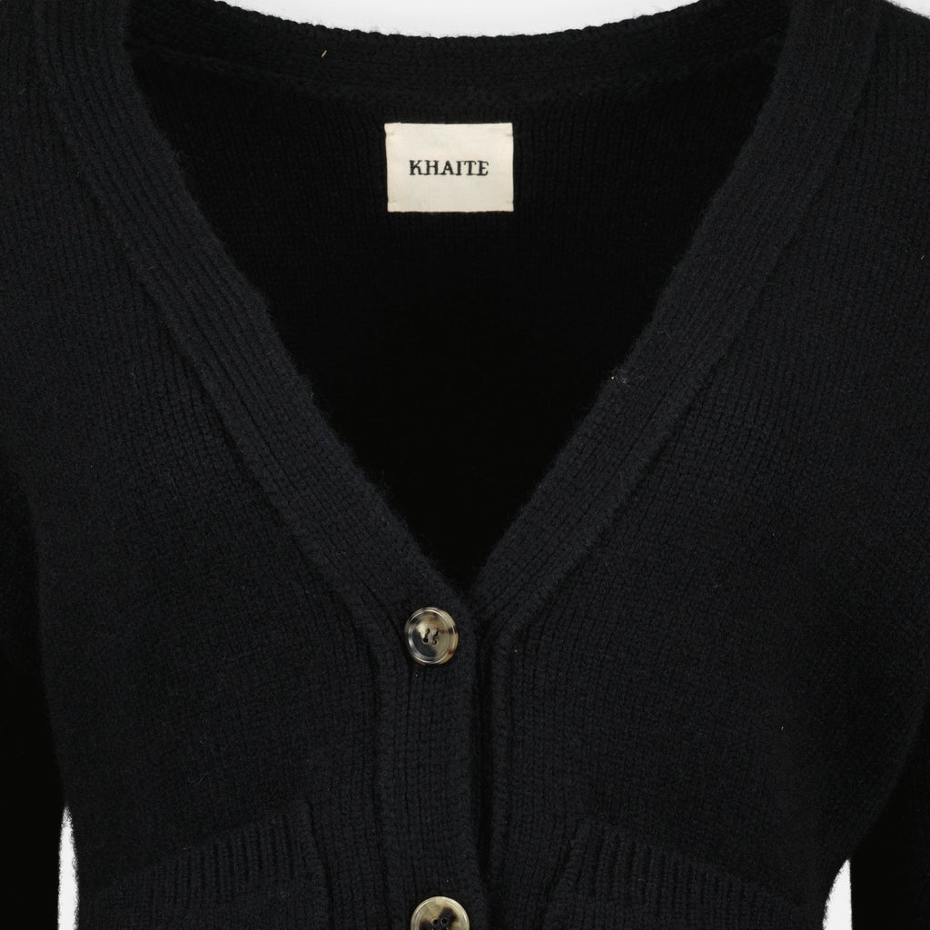 Khaite Cardigan, Black Cashmere Cardigan, V-Neck Cardigan, Autumn Winter Fashion, Womens Knitwear