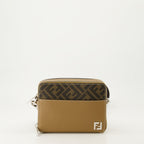 Fendi mini bag, brown leather bag, FF print bag, adjustable strap bag, luxury accessories