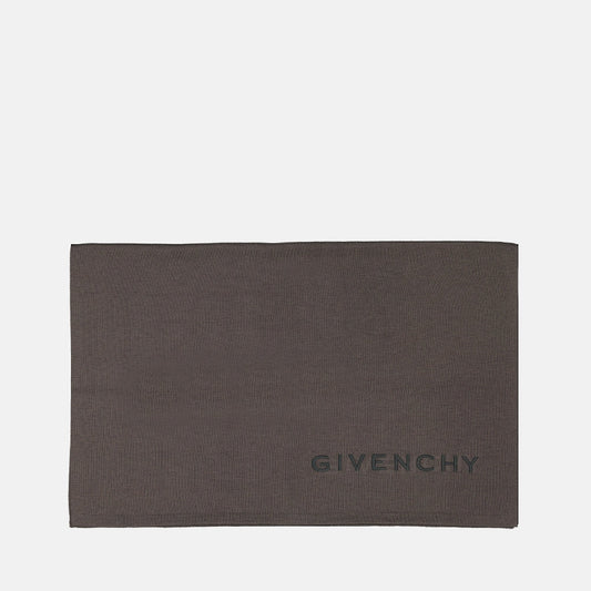 Givenchy scarf, taupe wool scarf, 4G design, unisex accessory, Autumn-Winter collection