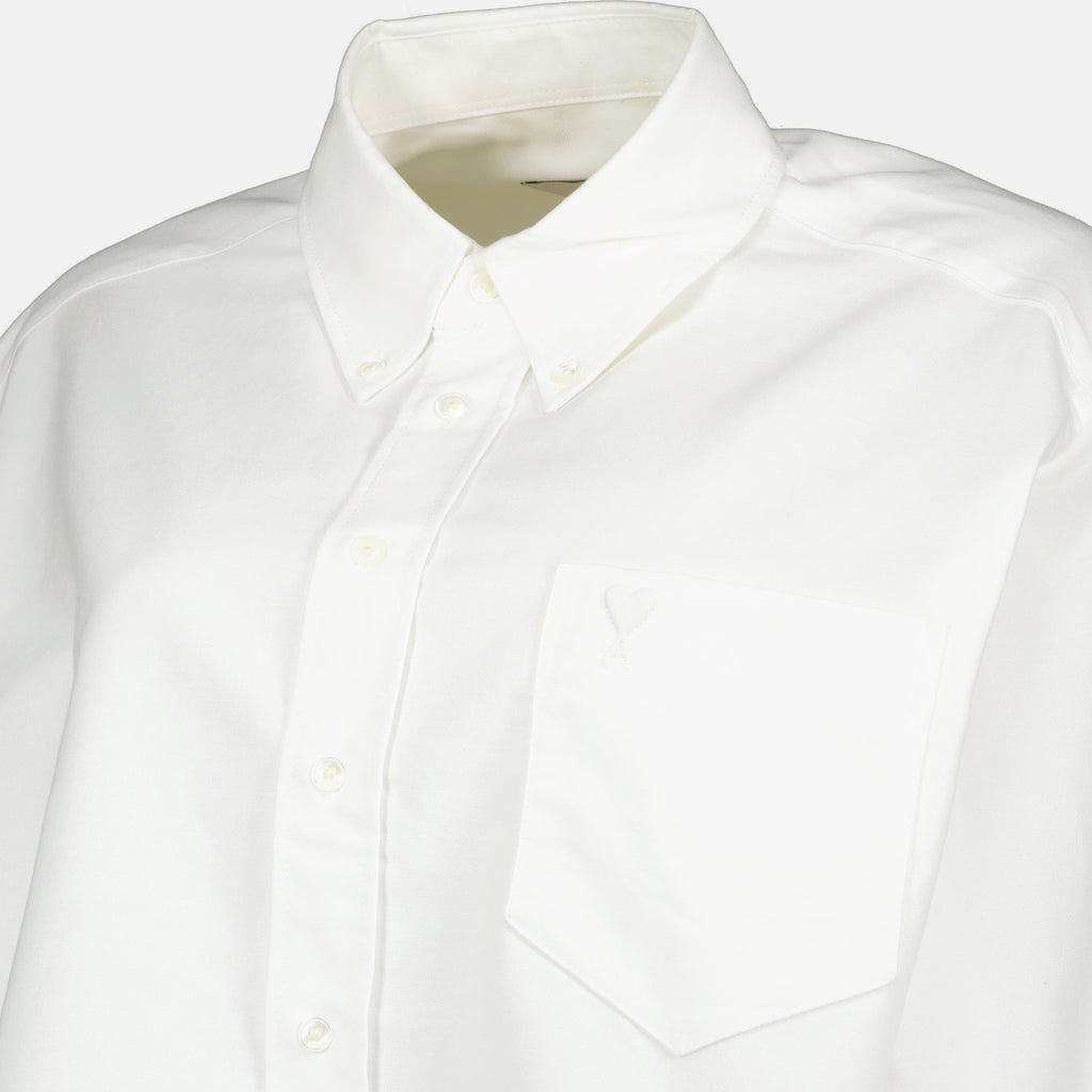 Imagen de la camiseta crop Ami de Coeur en blanco de Ami PARIS para mujeres - Temporada Primavera-Verano 2026 - Vista de detalle del producto 2