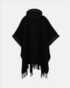 Black Cape for Women, Elegant Cape, Wool Cape, Hooded Cape, Fringed Cape