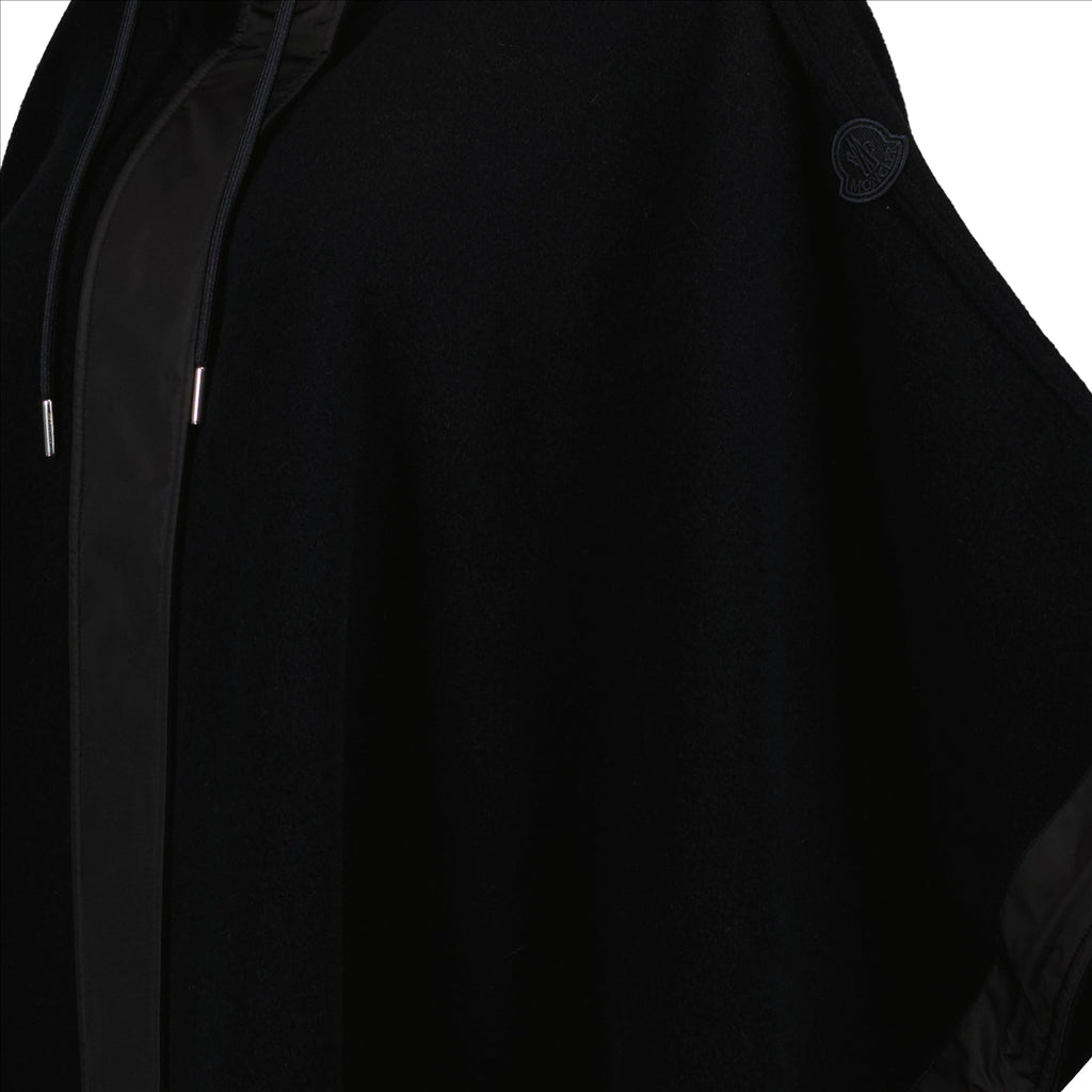 Black Cape for Women, Elegant Cape, Wool Cape, Hooded Cape, Fringed Cape