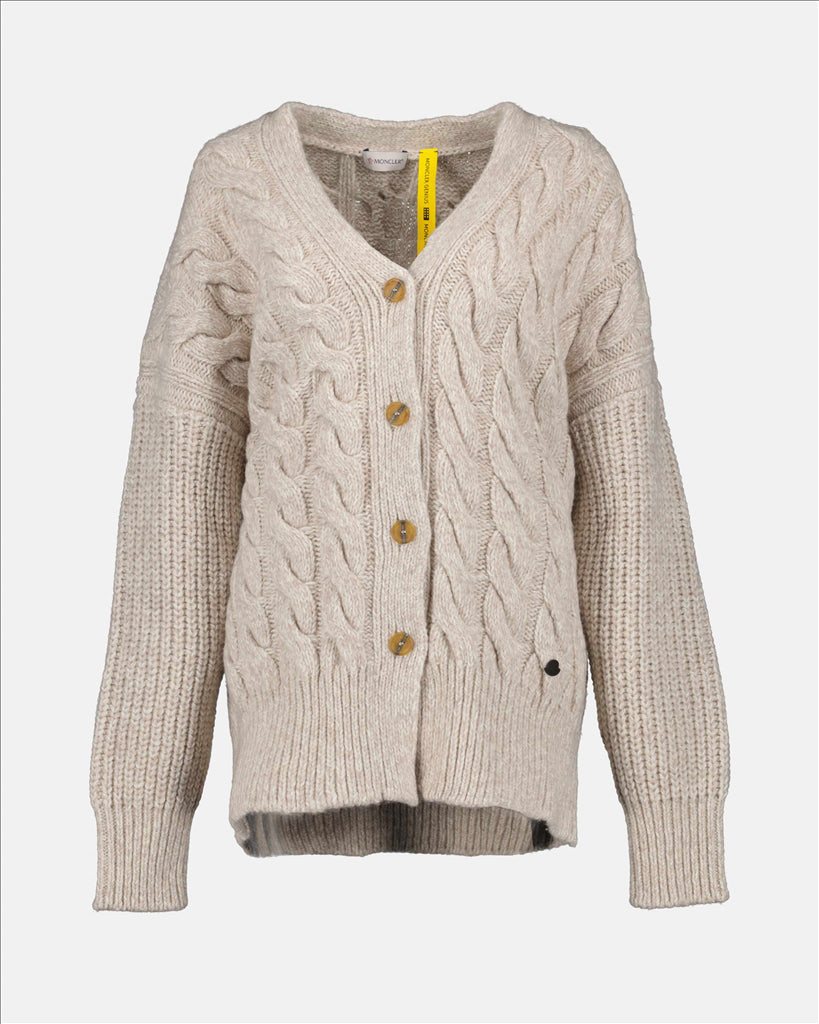 Moncler Cardigan, Beige Cardigan, Luxury Fashion, High Couture Apparel, Elegant Style