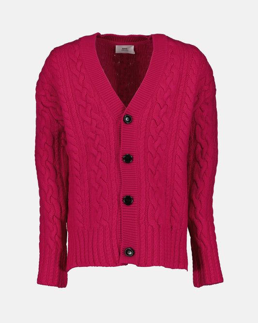 Dusky Pink Cardigan, AMI Paris, Luxury Cardigan, High-End Fashion, Trendy Apparel