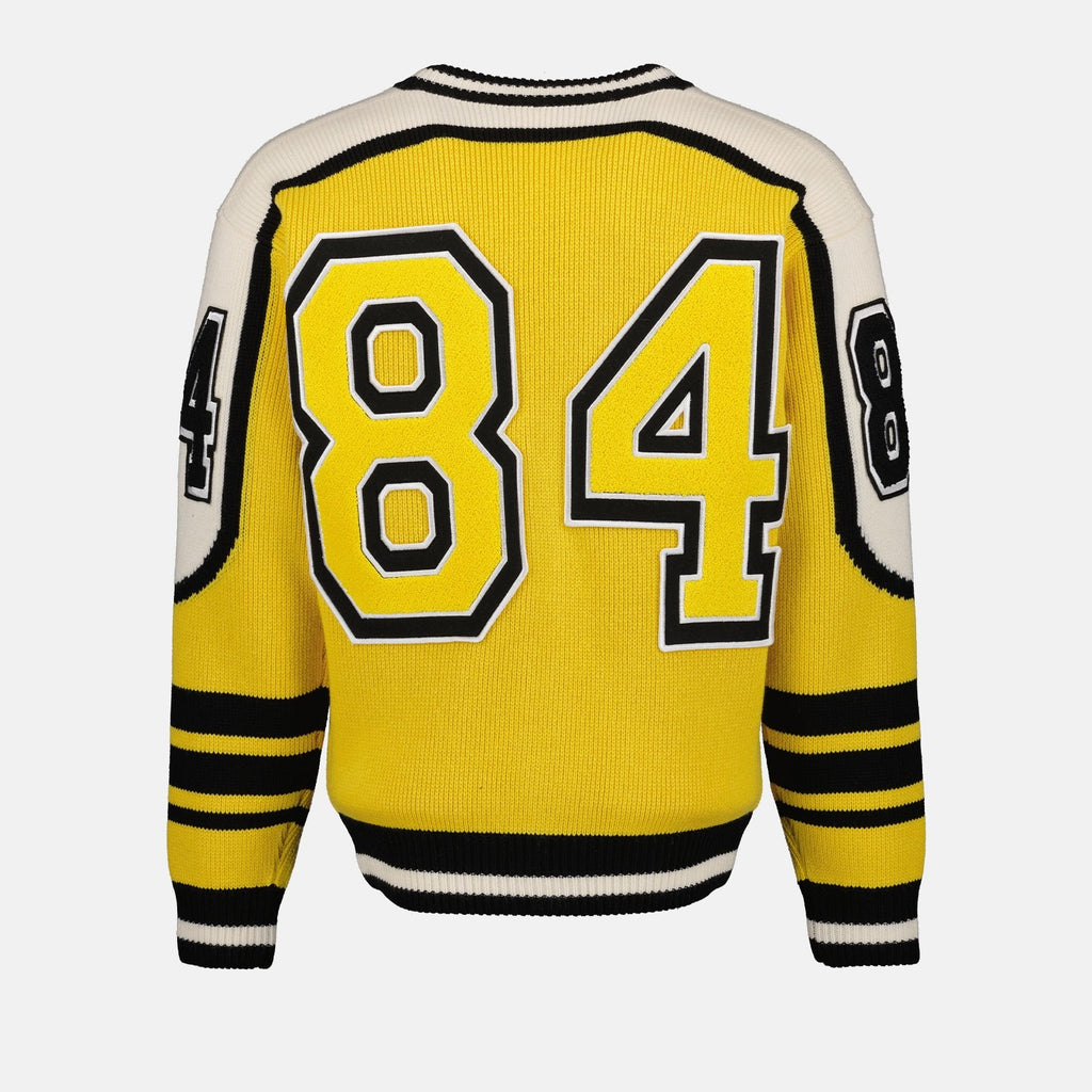 Dolce & Gabbana, Wool Cardigan, Men's Luxury Cardigan, Designer Knitwear, Crest Patch Cardigan